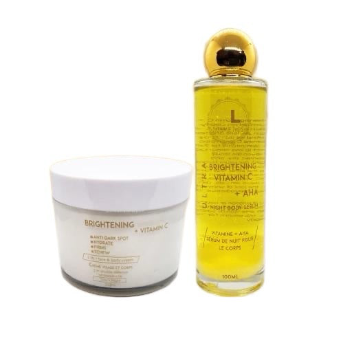 Brightening + AHA. 2 in 1 Face & Body Cream + Body Serum  Duo