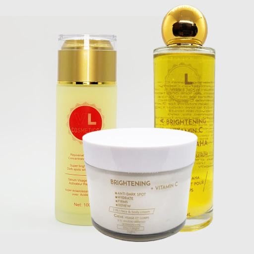 Aufhellend + AHA. 2-in-1 Gesichts- und Körpercreme + Körperserum-Duo-Set