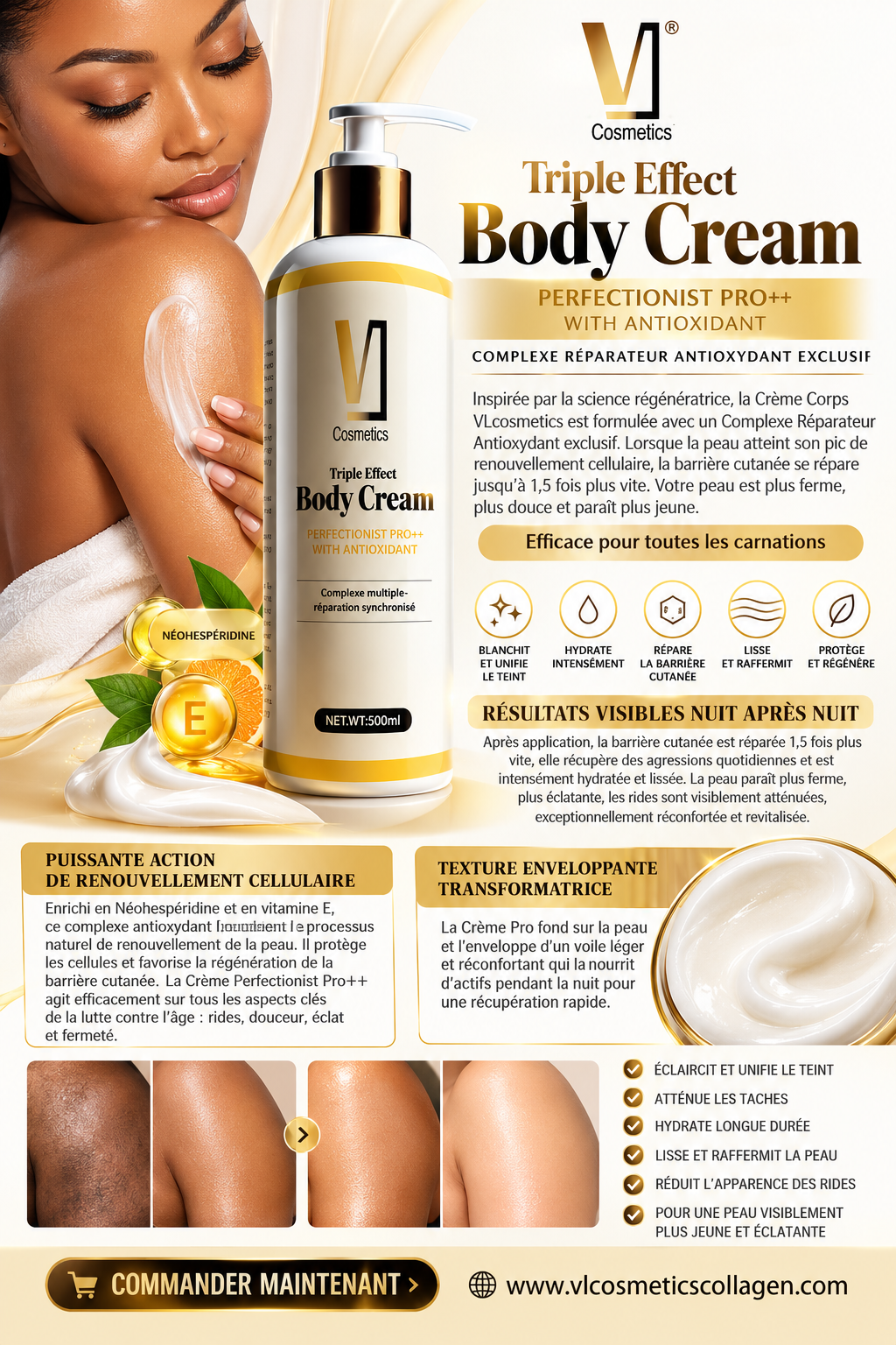 Crème pour le corps triple effet Perfectionist Pro++ avec antioxydant